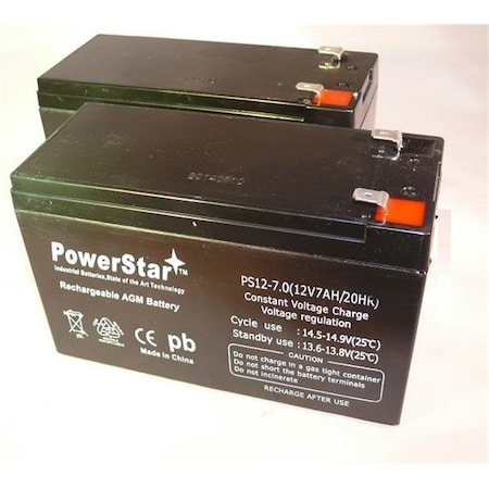 Batteryjack PowerStar PS12-7-2Pack6 12V; 7Ah Battery Razor Scooter ES300 E200 E300 Bella Betty Daisy Vapor PS12-7-2Pack6